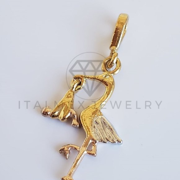 18K Gold Plated Stork with Baby & 22" Chain - Picture 7 of 8